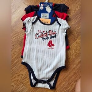 MLB Boston Red Sox 3pc Bodysuits Baby 18 Months NWT 100% Cotton Baseball